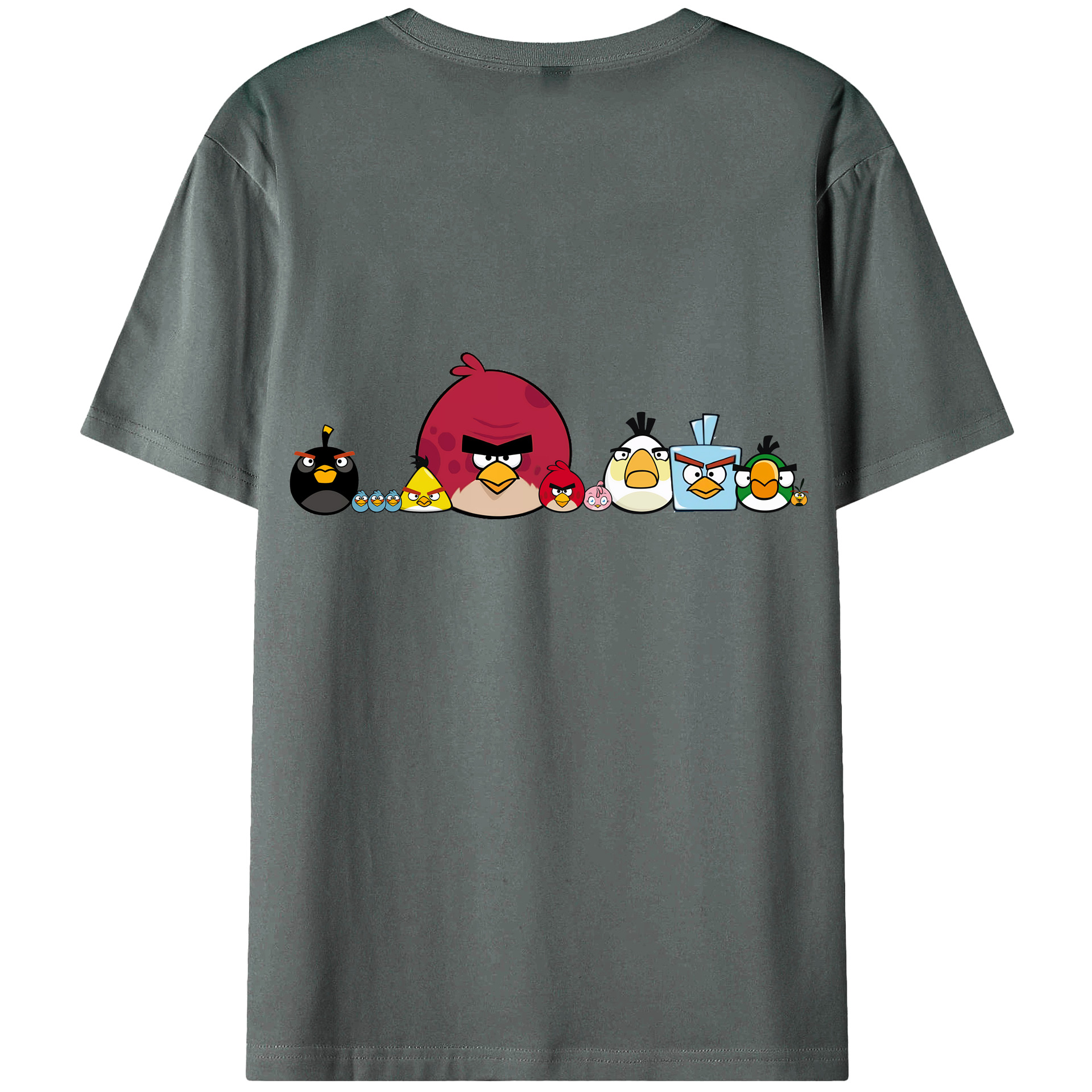 （画像用） Angry Birds アングリーバード 綿100％ メンズ半袖Tシャツ（バックプリント） 通気性